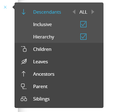 Select menu: descendants option